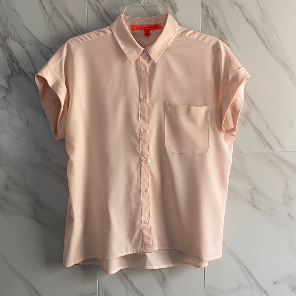 pink button down shirt